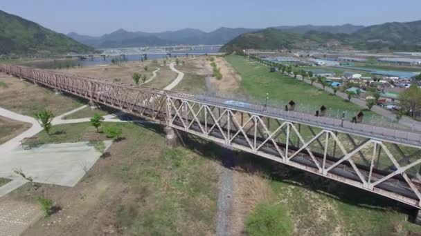 Varios Puentes Río Nakdong Entre Samrangjin Gimhae Corea Del Sur — Vídeo de stock