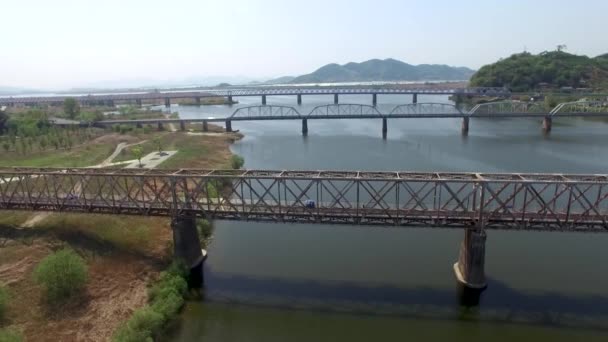 Varios Puentes Río Nakdong Entre Samrangjin Gimhae Corea Del Sur — Vídeo de stock