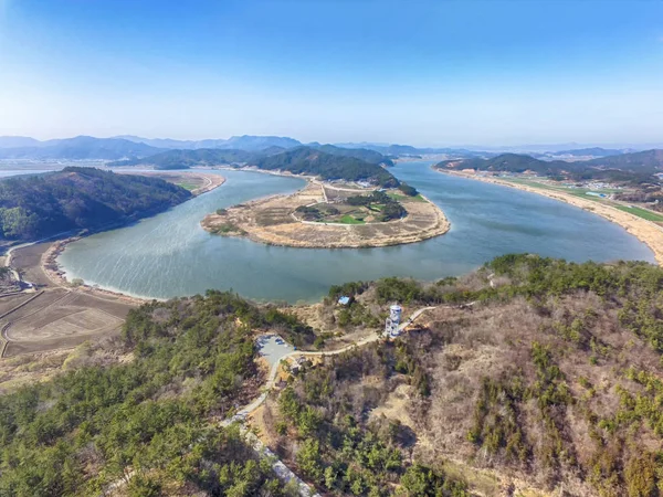 공중에서 본 Nju neuleoji Observatory, naju, jeonnam, South Korea — 스톡 사진