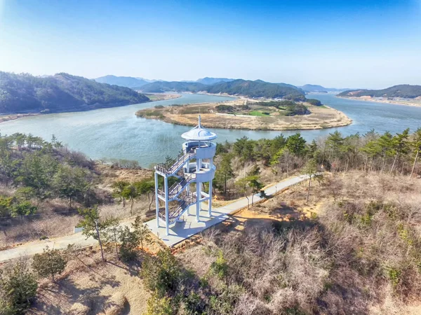 공중에서 본 Nju neuleoji Observatory, naju, jeonnam, South Korea — 스톡 사진