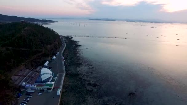 Flygfoto Över Jindo Myterious Sea Route Jindo Jeonnam Sydkorea Asien — Stockvideo