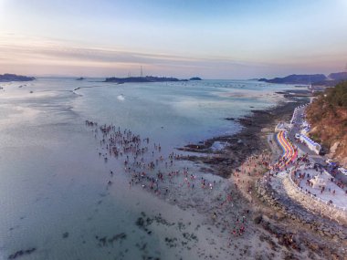 Jindo Gizemli Deniz Yolu, Jindo, Jeonnam, Güney Kore, Asya.