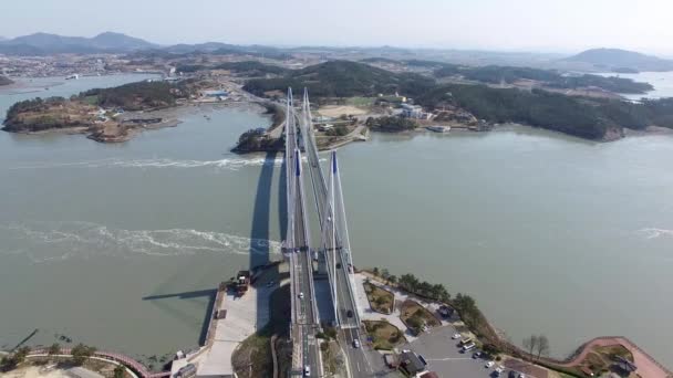 Vista Aérea Del Puente Jindodaegyo Jindo Jeonnam Corea Del Sur — Vídeo de stock