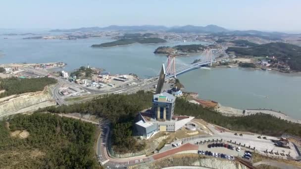 Aerial View Jindo Tower Jindodaegyo Jindo Jeonnam Dél Korea Ázsia — Stock videók