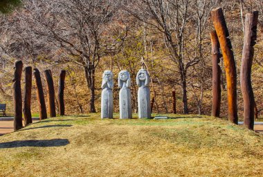 Chilgapsan Jangseung Parkı, Cheongyang, Chungnam, Güney Kore, Asya