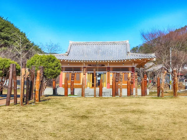 Luchtfoto van Chilgapsan Jangseung Park, Cheongyang, Chungnam, Zuid-Korea, Azië — Stockfoto