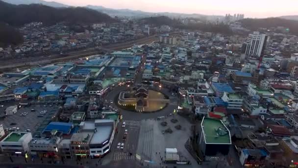 全州韓屋村 アジアにおける豊南門の空中風景 — ストック動画