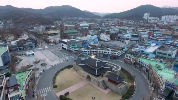 Luftaufnahme Von Pungnammun Traditionelles Koreanisches Tor Jeonju Hanok Dorf Jeonju — Stockvideo