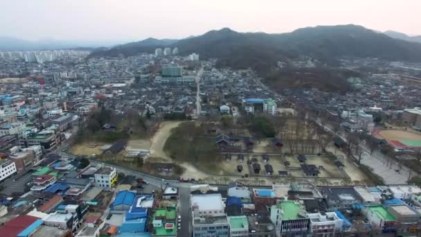 Vista Aérea Gyeonggijeon Jeonju Hanok Village Cidade Coreana Tradicional Jeonju — Vídeo de Stock