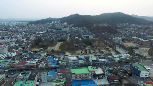 Luftaufnahme Von Gyeonggijeon Jeonju Hanok Dorf Traditionelle Koreanische Stadt Jeonju — Stockvideo