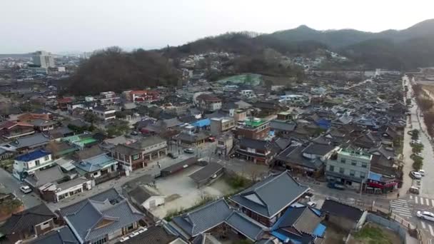 Luftaufnahme Von Jeonju Hanok Dorf Traditionelle Koreanische Stadt Jeonju Jeonbuk — Stockvideo