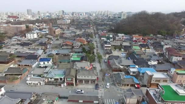 Vista Aérea Jeonju Hanok Village Cidade Coreana Tradicional Jeonju Jeonbuk — Vídeo de Stock