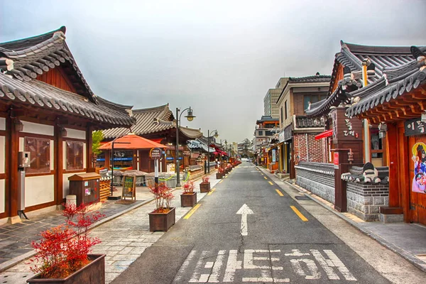 Luchtfoto van Jeonju Hanok Village Traditionele Koreaanse Stad, Jeonju, Jeonbuk, Zuid-Korea, Azië — Stockfoto