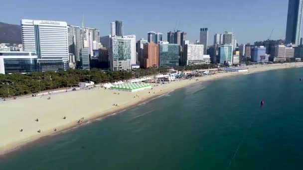 Vue Aérienne Événement Plage Haeundae Busan Corée Sud Asie — Video