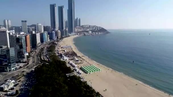 Haeundae Sahil Etkinliği Hava Görüntüsü Busan Güney Kore Asya — Stok video
