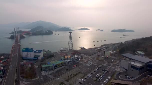 Luchtfoto Van Sacheon Cablr Car Sacheon Gyeongnam Zuid Korea Azië — Stockvideo