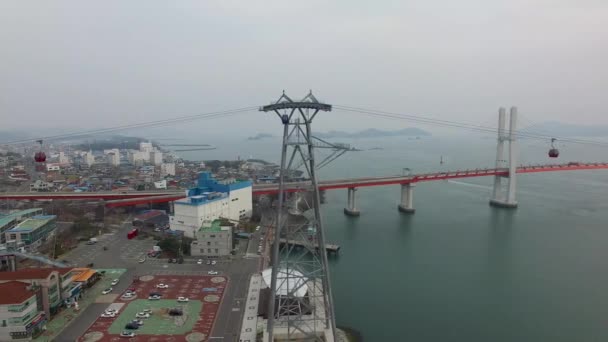 Aerial View Sacheon Cablr Car Sacheon Gyeongnam South Korea Asia — 비디오