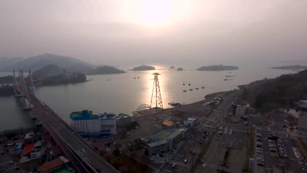 Vista Aérea Sacheon Cablr Carros Sacheon Gyeongnam Coréia Sul Ásia — Vídeo de Stock