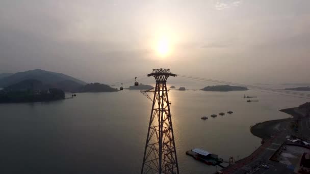 Luchtfoto Van Sacheon Cablr Car Sacheon Gyeongnam Zuid Korea Azië — Stockvideo