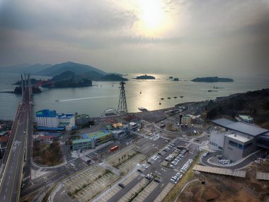 Sacheon Kablo Arabasının Hava Görüntüsü, Sacheon, Gyeongnam, Güney Kore, Asya