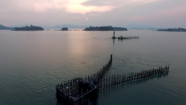 Vista Aérea Jukbangryeom Fish Trap Sacheon Gyeongnam Coreia Sul Ásia — Vídeo de Stock