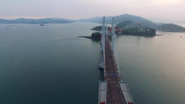 Vista Aérea Ponte Samcheonpodaegyo Sacheon Gyeongnam Coreia Sul Ásia — Vídeo de Stock