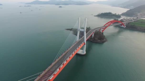 Flygfoto Över Samcheonpodaegyo Bridge Sacheon Gyeongnam Sydkorea Asien — Stockvideo