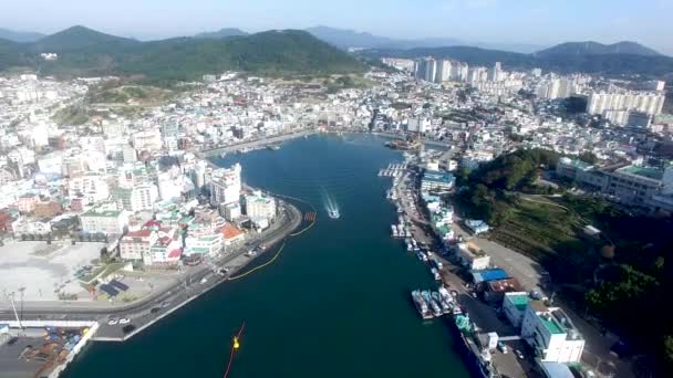 Luchtfoto Van Tongyeong Gyeongnam Zuid Korea Azië — Stockvideo