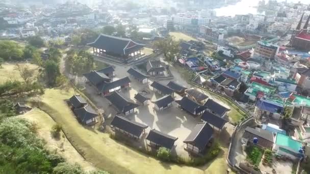 Letecký Pohled Tradiční Korejský Dům Tongyeong Gyeongnam Jižní Korea Asie — Stock video