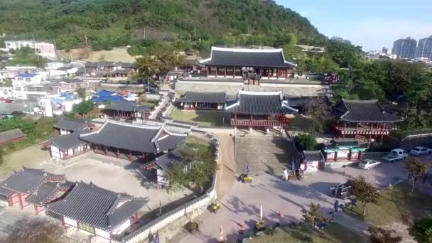 Luchtfoto Van Koreaans Traditioneel Huis Tongyeong Gyeongnam Zuid Korea Azië — Stockvideo