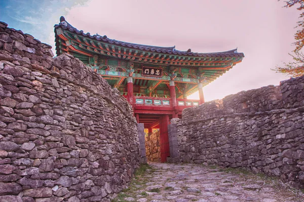 Luchtfoto van Geumseong Mountain Fortress, Damyang, Jeonnam, Zuid-Korea, Azië — Stockfoto