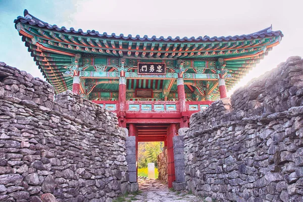Luchtfoto van Geumseong Mountain Fortress, Damyang, Jeonnam, Zuid-Korea, Azië — Stockfoto