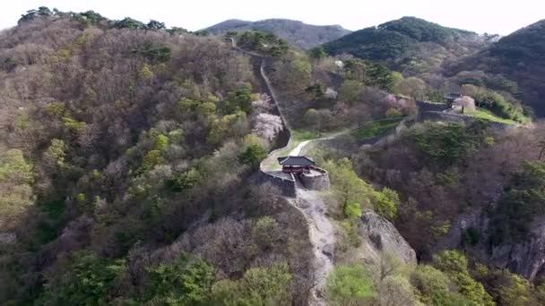 Vista Aérea Fortaleza Geumseong Mountain Damyang Jeonnam Corea Del Sur — Vídeo de stock