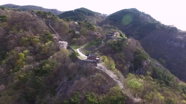 Letecký Pohled Pevnost Geumseong Mountain Damjang Jeonnam Jižní Korea Asie — Stock video