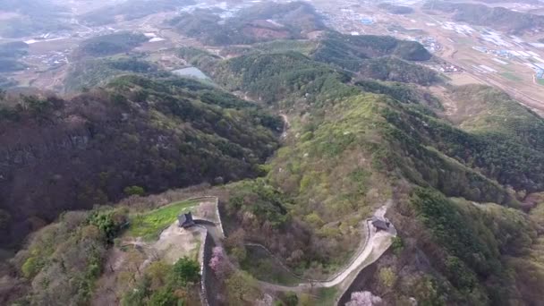 Αεροφωτογραφία Του Φρουρίου Geumseong Mountain Damyang Jeonnam Νότια Κορέα Ασία — Αρχείο Βίντεο