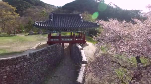 Αεροφωτογραφία Του Φρουρίου Geumseong Mountain Damyang Jeonnam Νότια Κορέα Ασία — Αρχείο Βίντεο