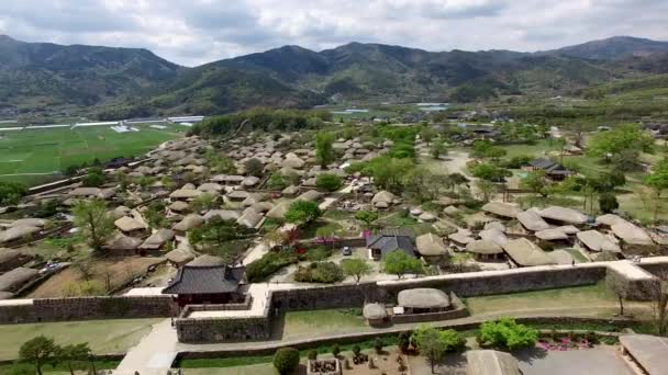 Luchtfoto Van Nakan Eupseong Fort Suncheon Jeonnam Zuid Korea Azië — Stockvideo