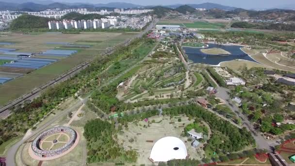 Αεροφωτογραφία Του Suncheonman Bay National Garden Suncheon Jeonnam Νότια Κορέα — Αρχείο Βίντεο