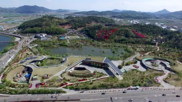 Luftaufnahme Des Suncheonman Bay National Garden Sonnenschild Jeonnam Südkorea Asien — Stockvideo