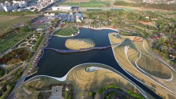 Vista Aérea Suncheonman Bay National Garden Suncheon Jeonnam Coreia Sul — Vídeo de Stock