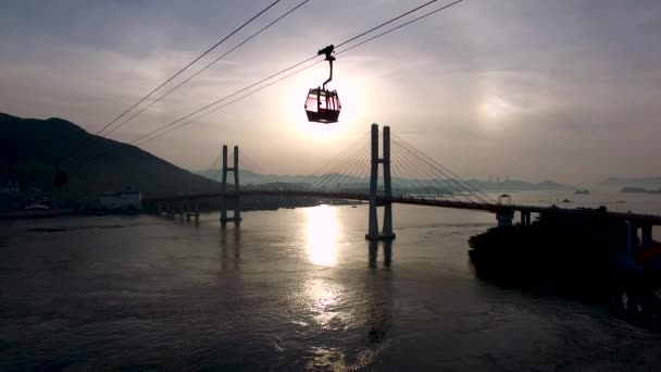 Vue Aérienne Téléphérique Sacheon Lever Soleil Sacheon Gyeongnam Corée Sud — Video