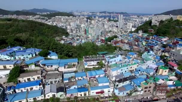 Widok Lotu Ptaka Gamcheon Kultury Wsi Sahagu Busan Korea Południowa — Wideo stockowe
