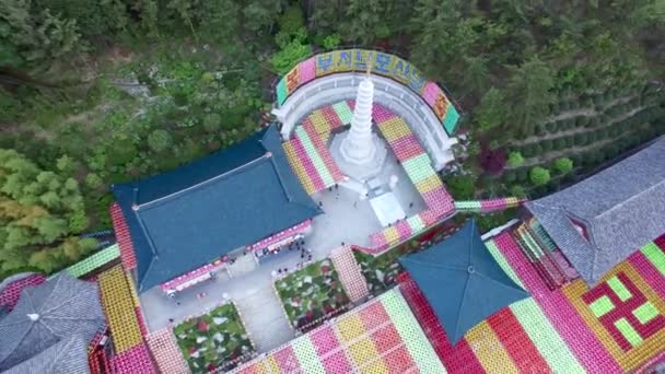 Vista Aérea Del Festival Linterna Del Loto Samgwangsa Buddhist Temple — Vídeo de stock