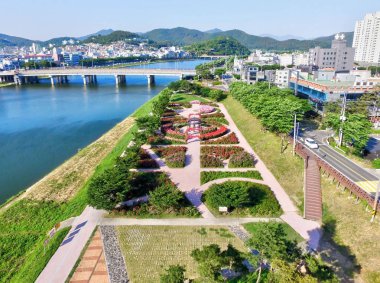 Jangmiwon Gül Bahçesi Hava Görüntüsü Milyang, Gyeongnam, Güney Kore, Asya