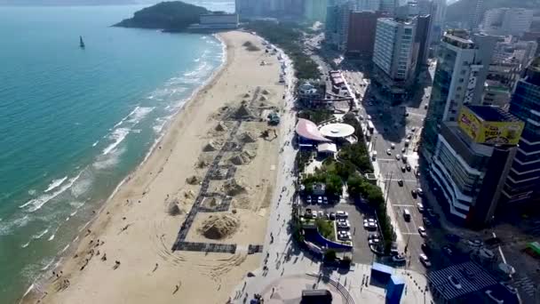Aerial View Haeundae Beach Sand Festival Busan Dél Korea Ázsia — Stock videók