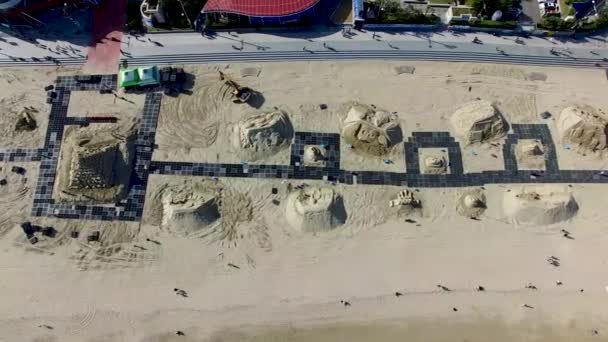 Widok Lotu Ptaka Haeundae Beach Sand Festival Busan Korea Południowa — Wideo stockowe