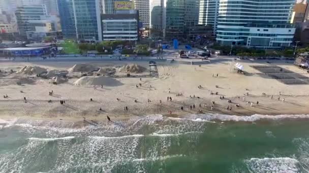 Widok Lotu Ptaka Haeundae Beach Sand Festival Busan Korea Południowa — Wideo stockowe