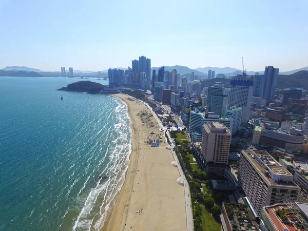 Luftaufnahme von haeundae beach sand festival, busan, Südkorea, Asien — Stockfoto
