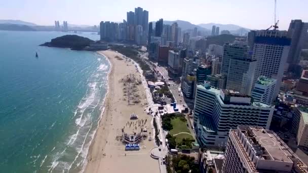 Aerial View Haeundae Beach Sand Festival Busan Jižní Korea Asie — Stock video