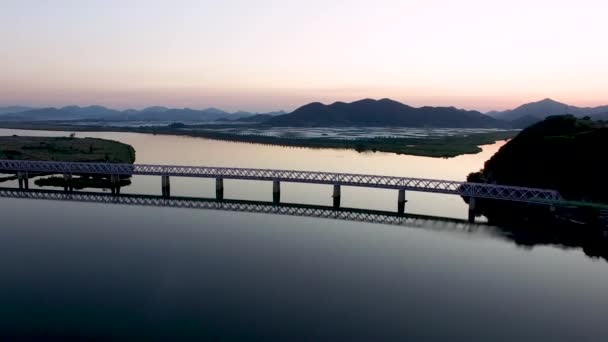 Letecký Pohled Samrangjinské Mosty Řece Nakdong Mezi Samrangjinem Gimhae Jižní — Stock video